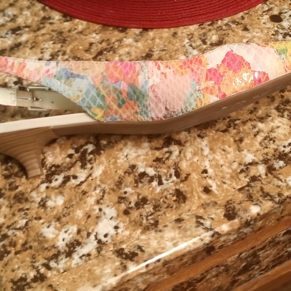 COPY - AK sling back multi colored shoes, pink, yellow, teal, cream, orange spl… - Picture 7 of 9